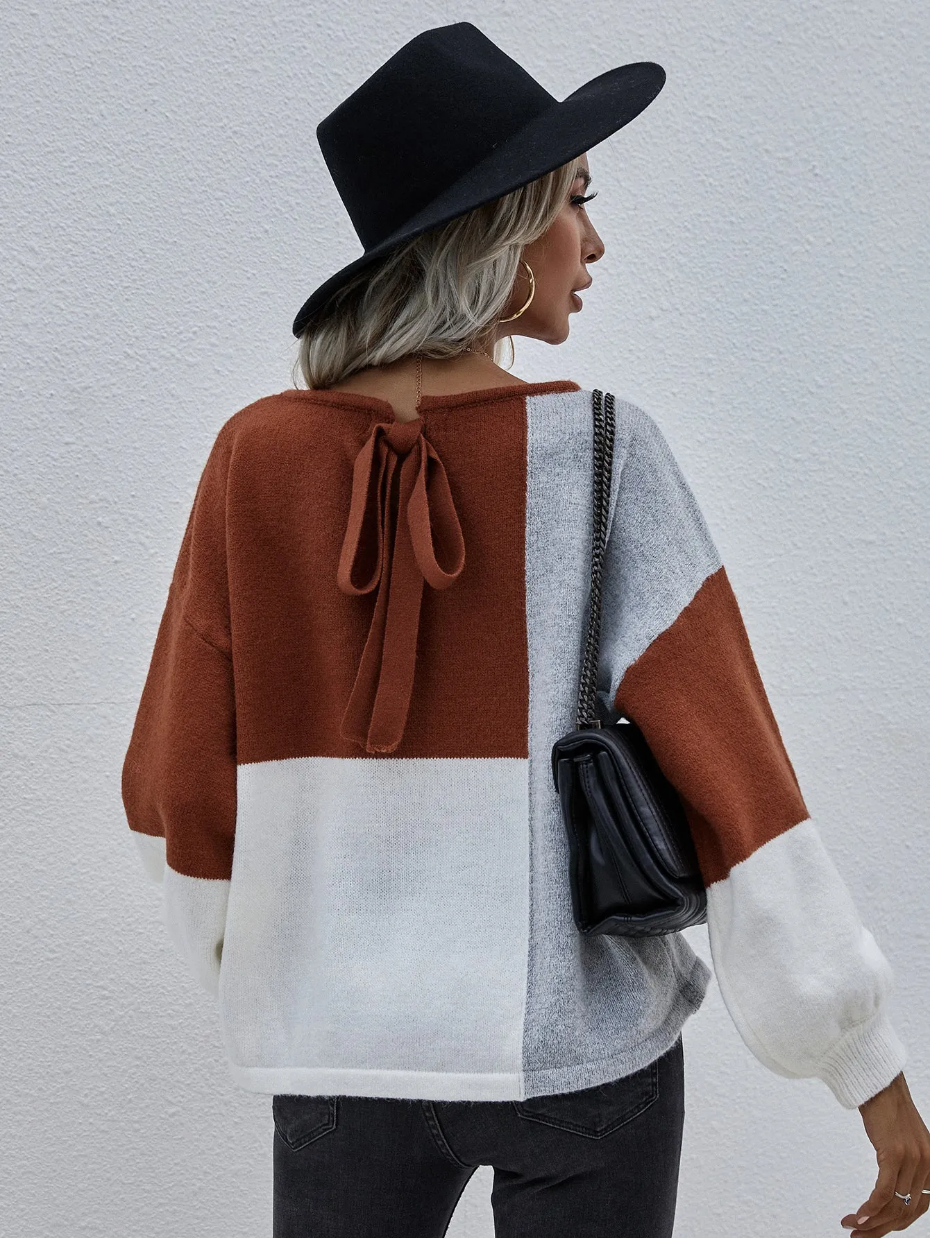 Puff Sleeve Tie Back Sweater