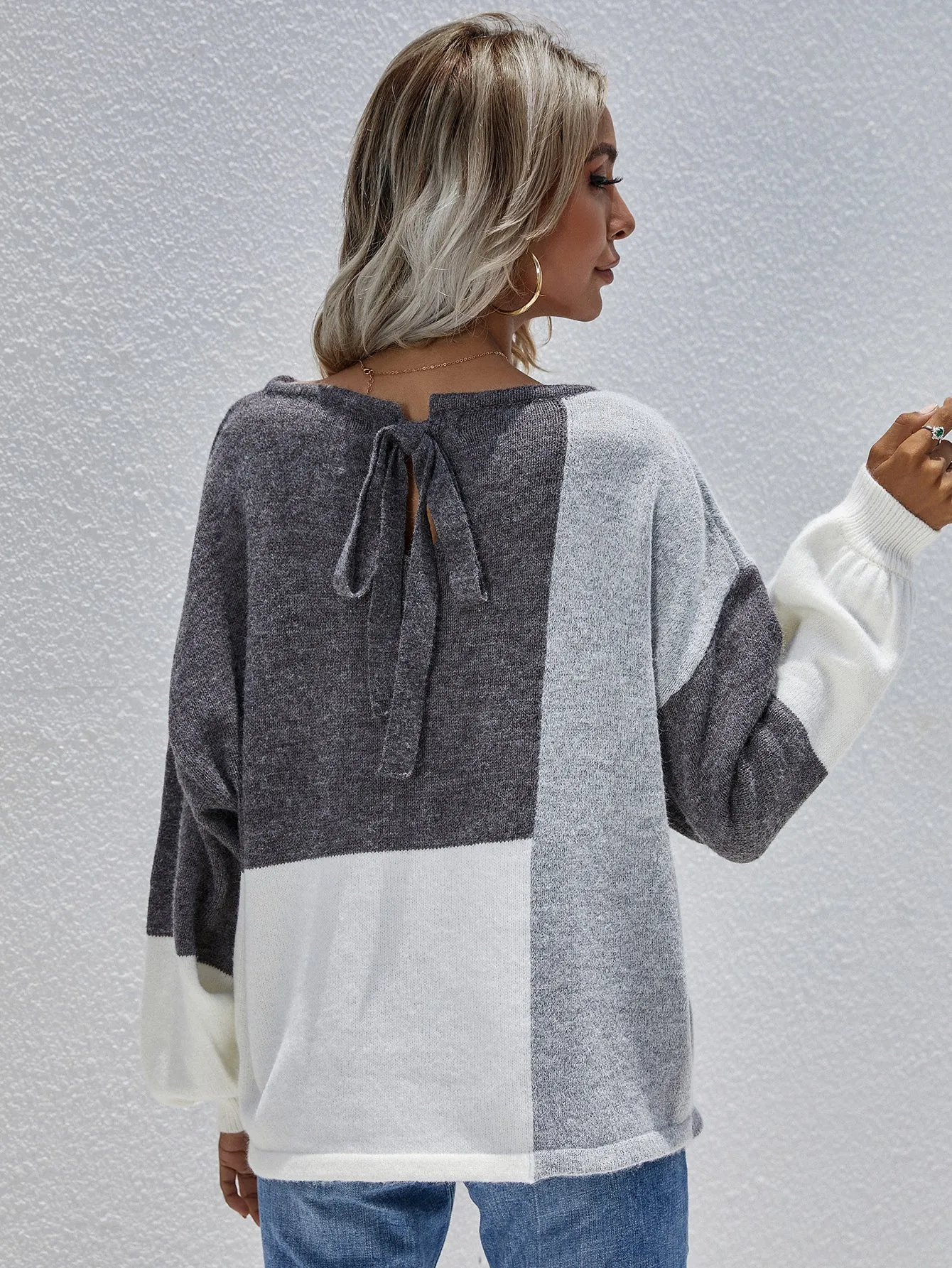 Puff Sleeve Tie Back Sweater