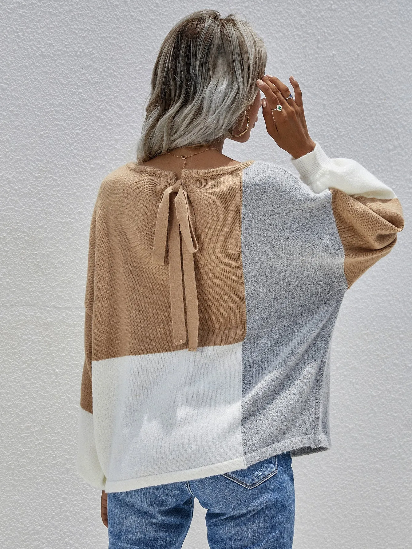 Puff Sleeve Tie Back Sweater