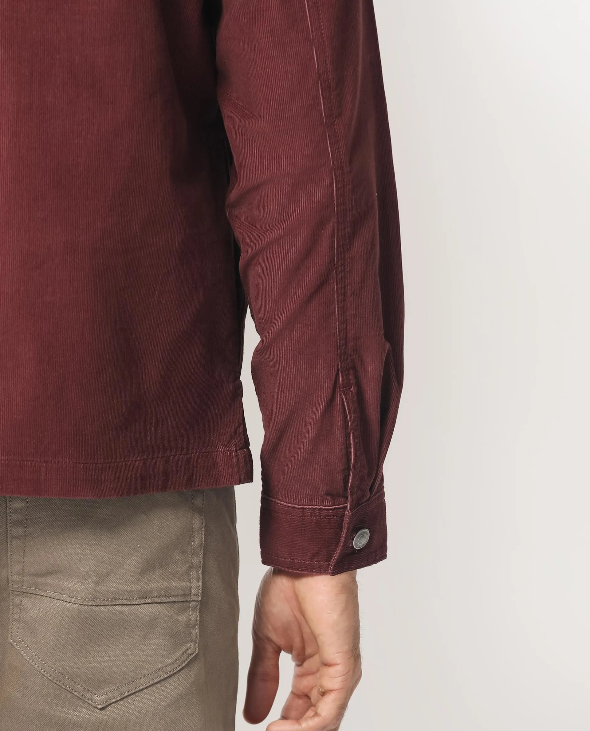 Rare Rabbit Men's Jilin Dark Maroon Cotton Fabric Full Sleeves Zip Closure Solid Twill Shacket