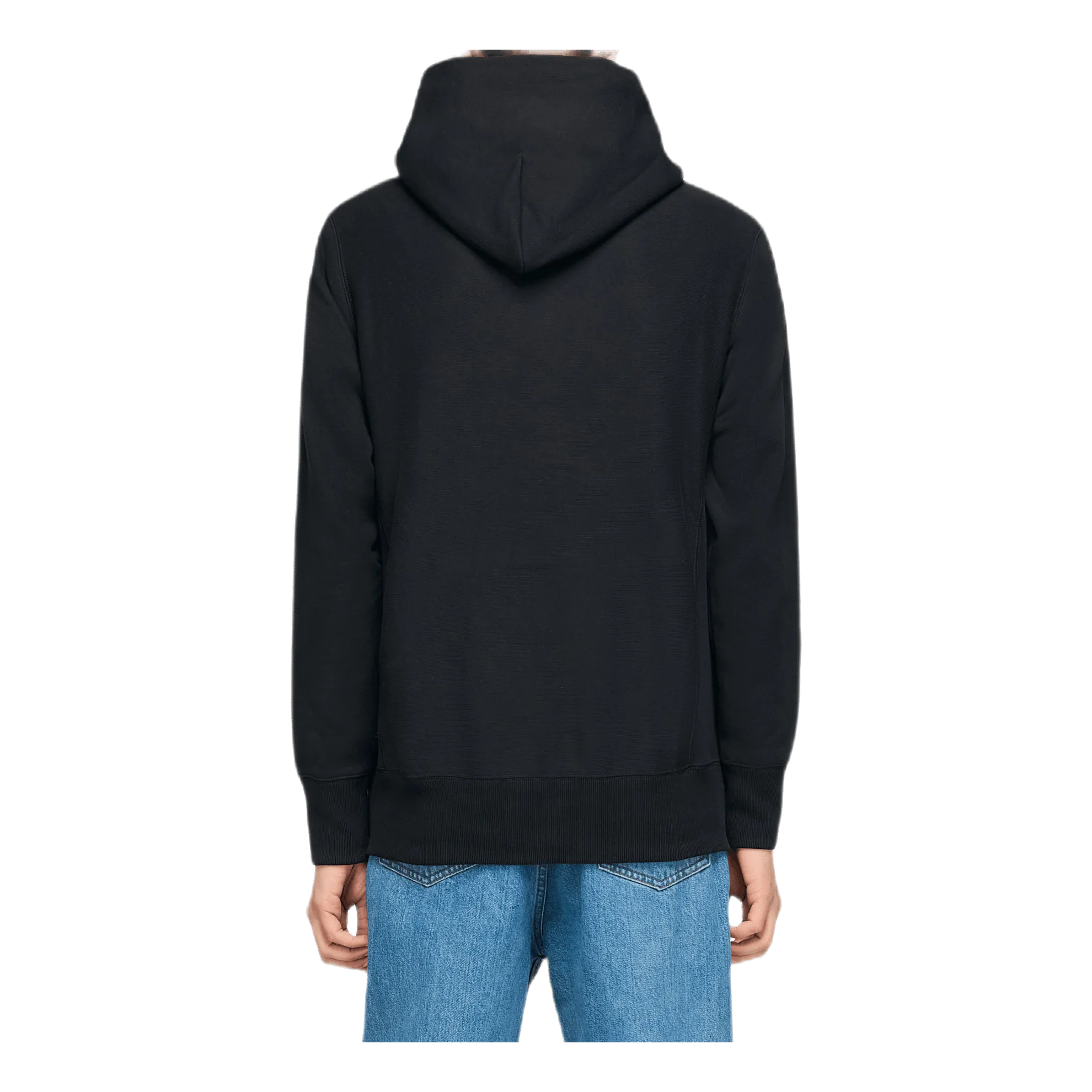 Reverse Weave Pullover Hood Black