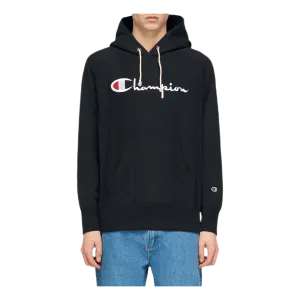 Reverse Weave Pullover Hood Black