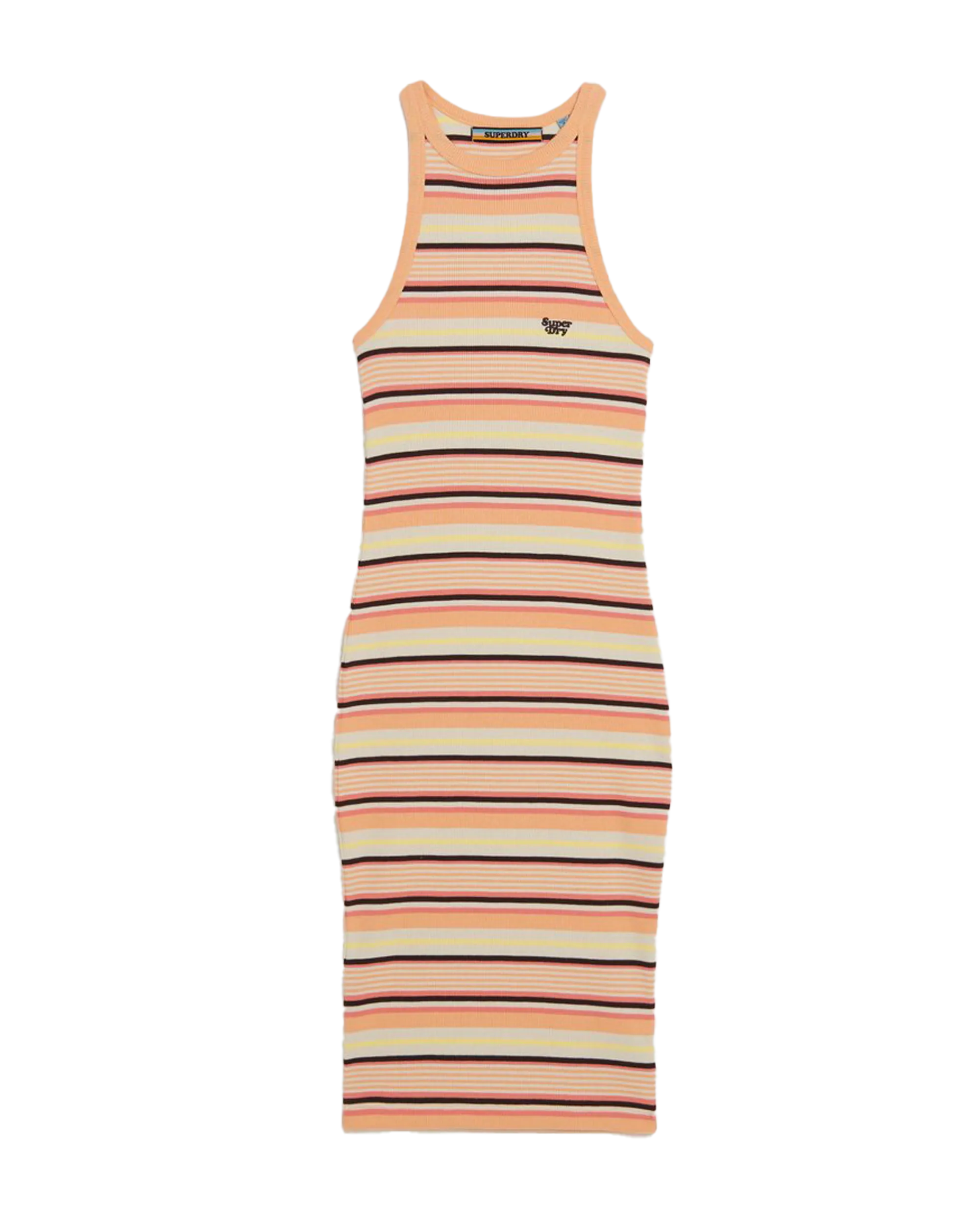 Rib Bodycon Midi Dress in Varsity Orange Stripe