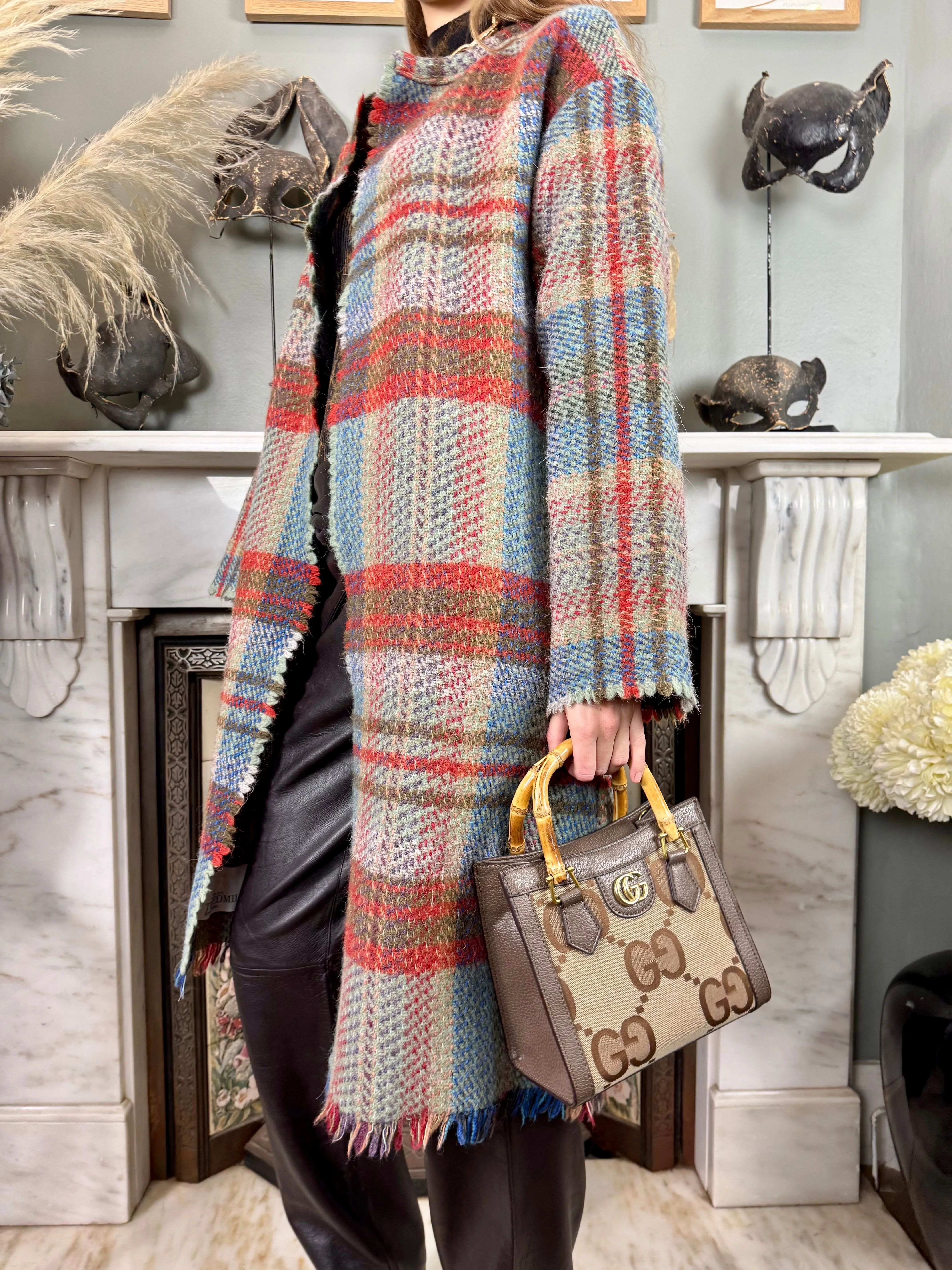 Rocky, 70s plaid fringed coat