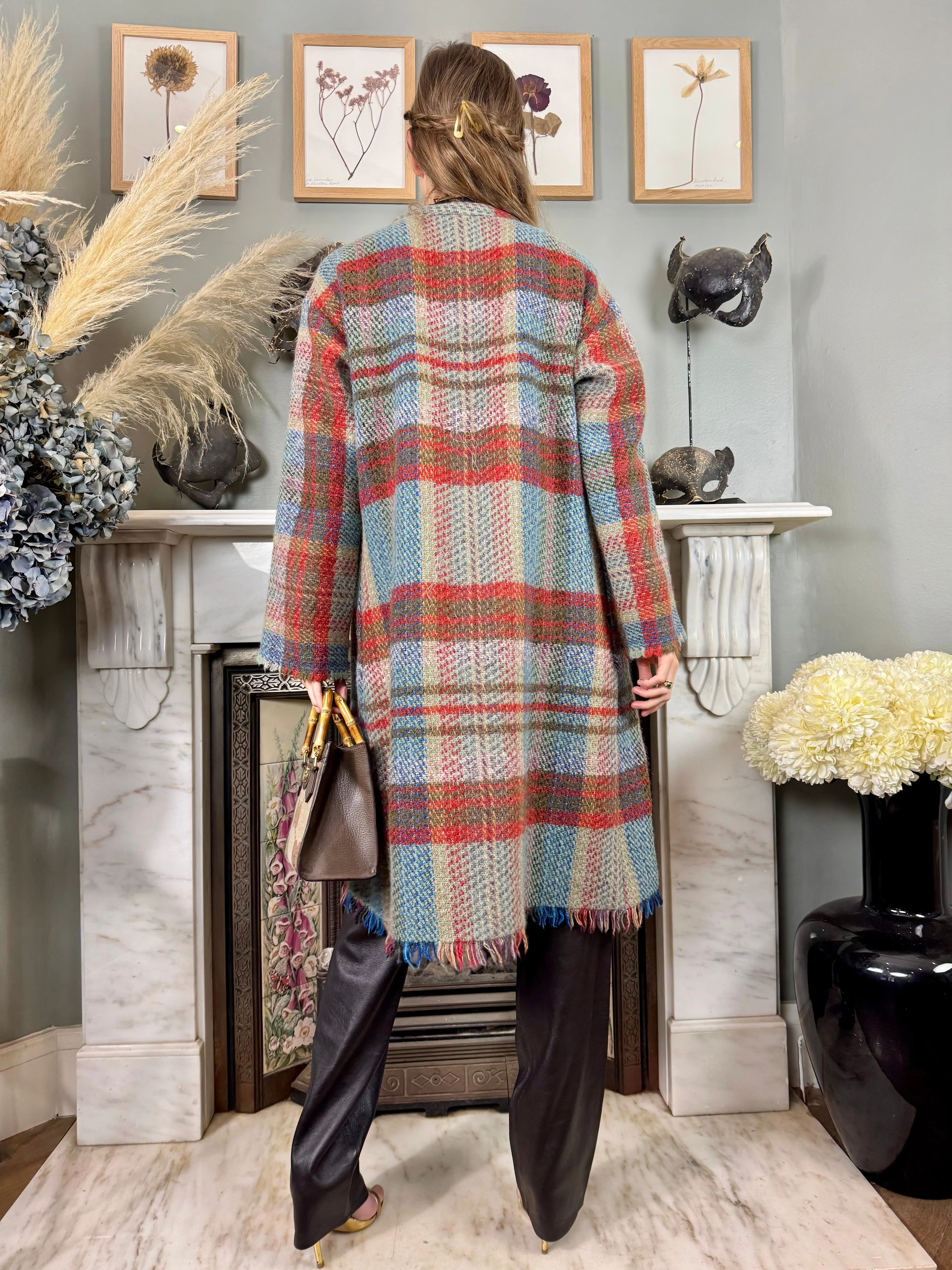 Rocky, 70s plaid fringed coat