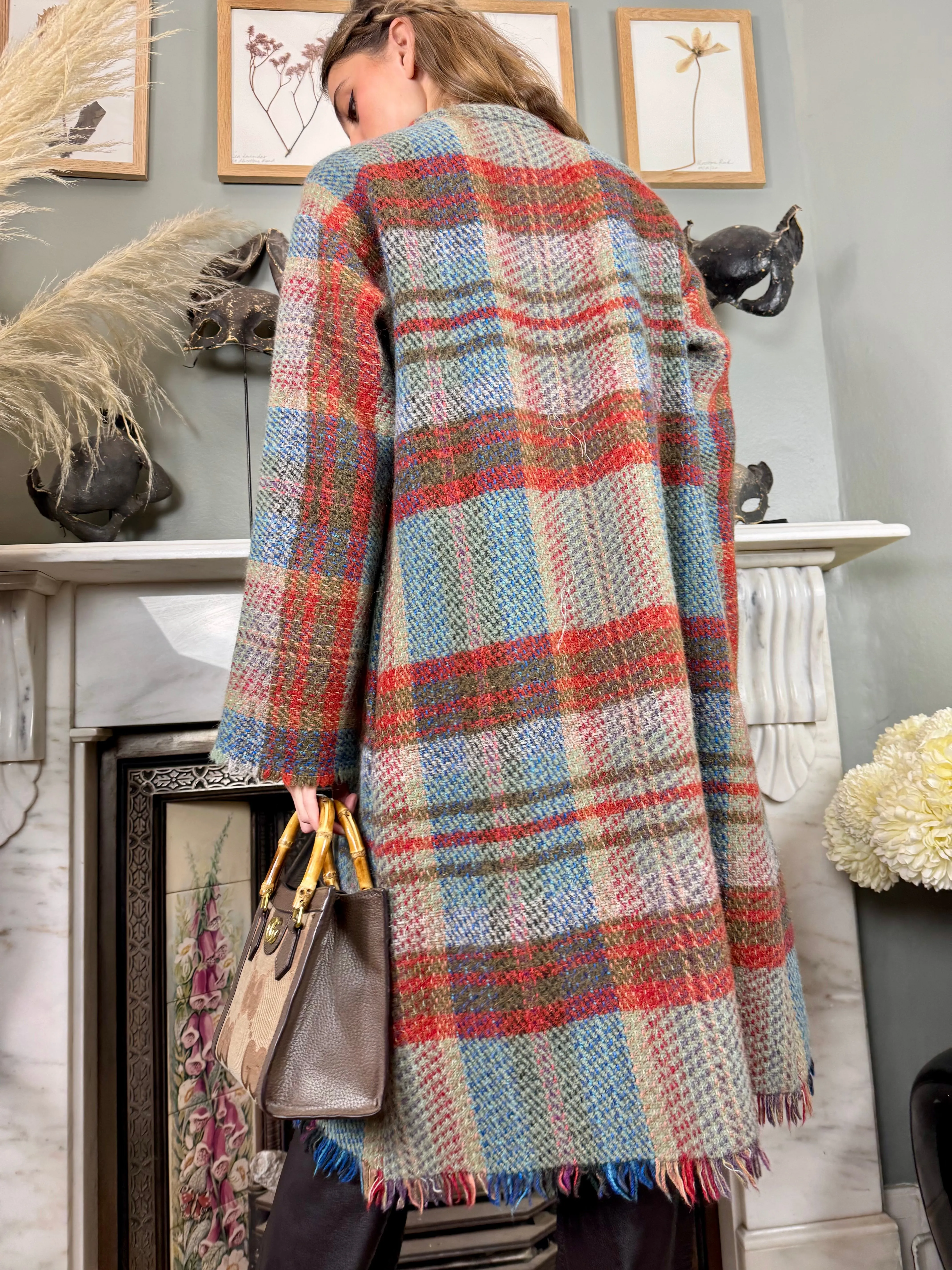 Rocky, 70s plaid fringed coat
