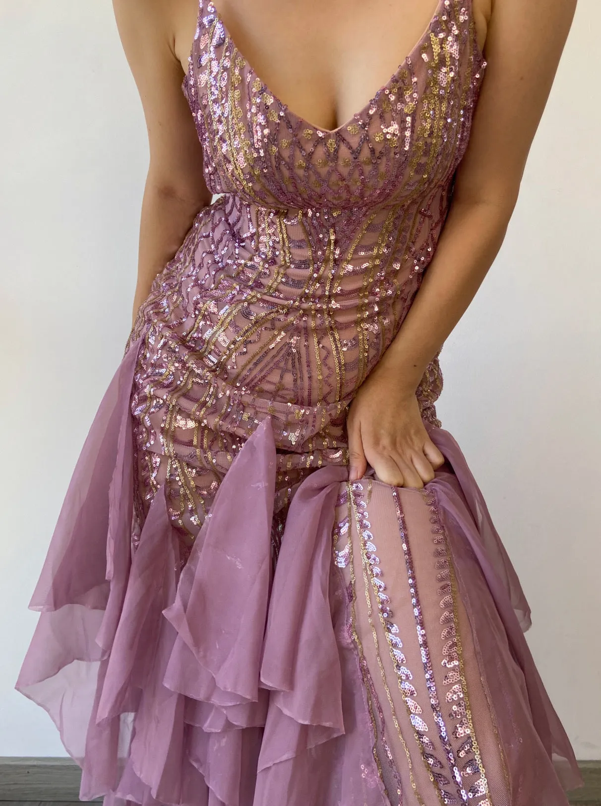 Sequin Ruffles Mermaid Core Dress