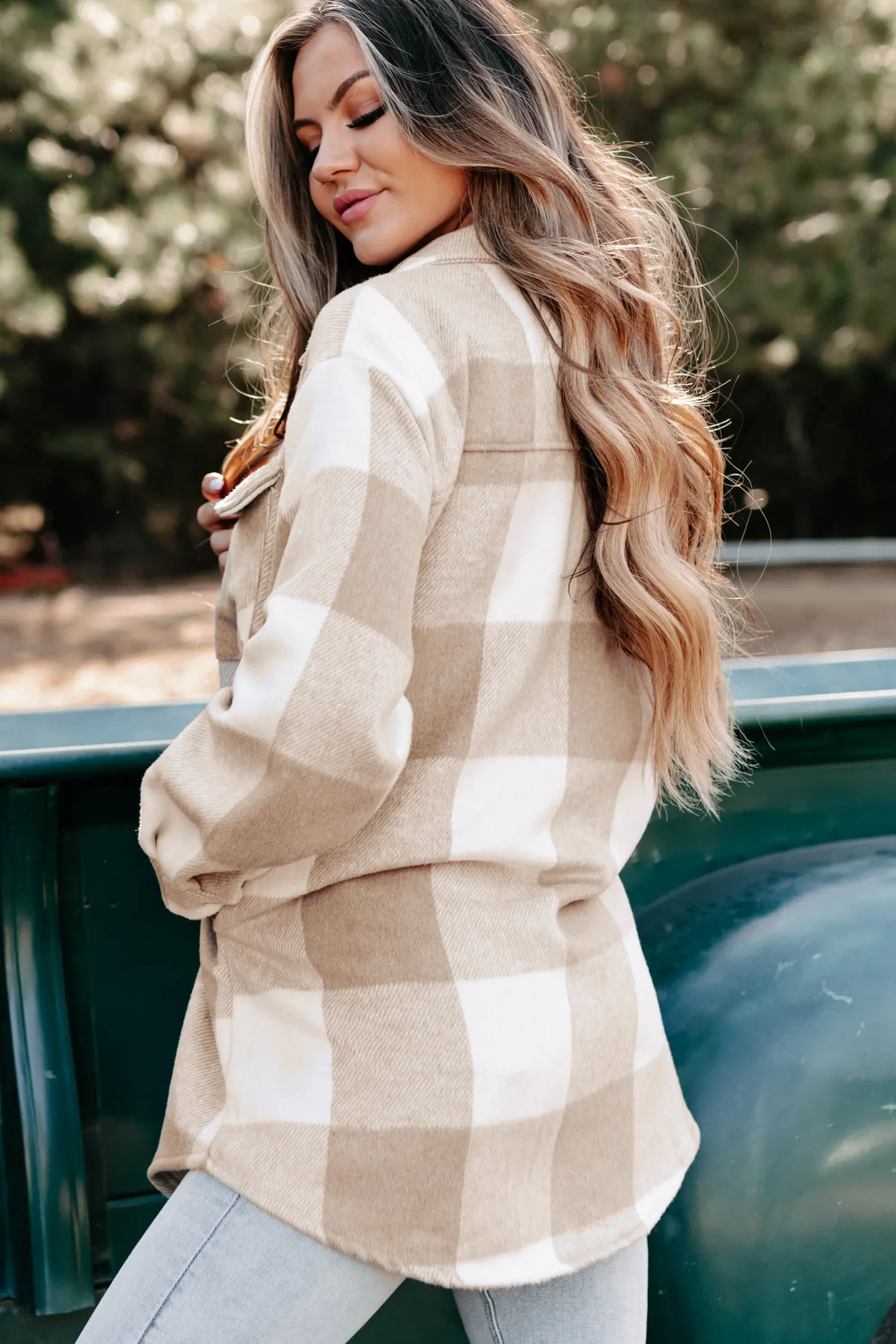 Shiren Plaid Oversized Shacket (Khaki)