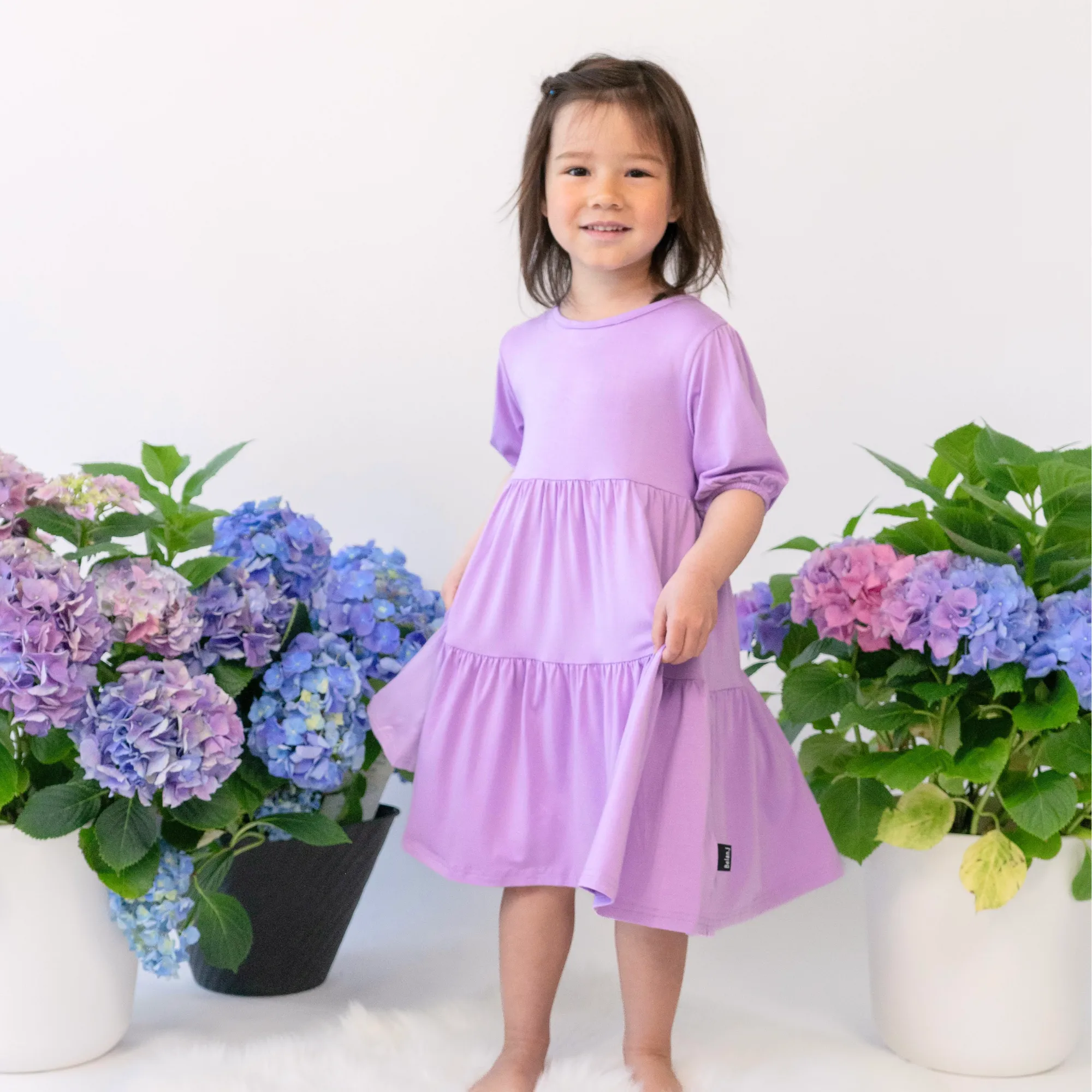 Short Sleeve Tiered Dress - Violet