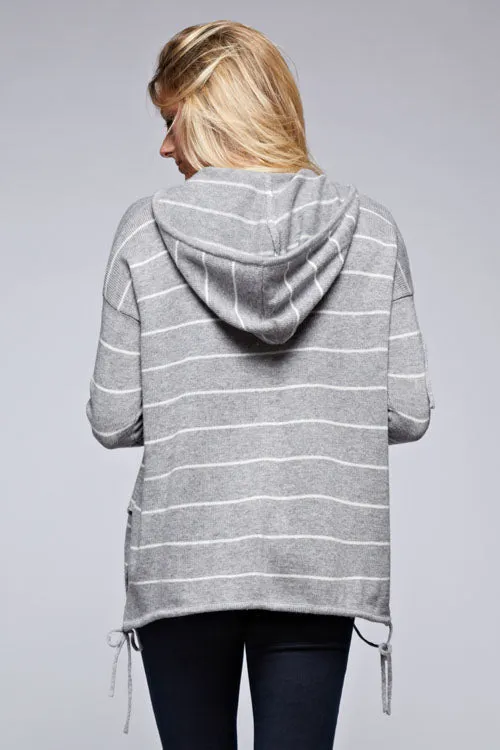 Striped Kangaroo Pocket Hoodie Sweater