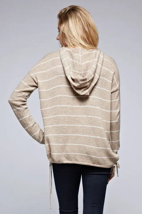 Striped Kangaroo Pocket Hoodie Sweater