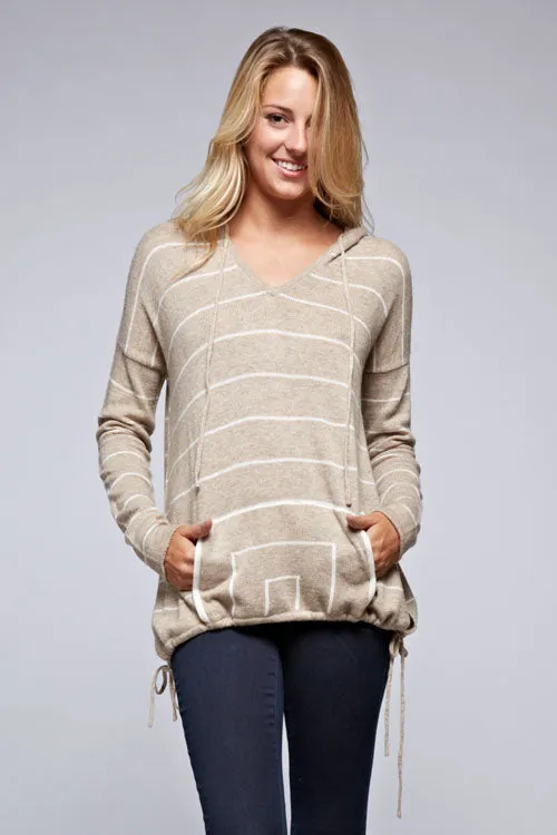 Striped Kangaroo Pocket Hoodie Sweater