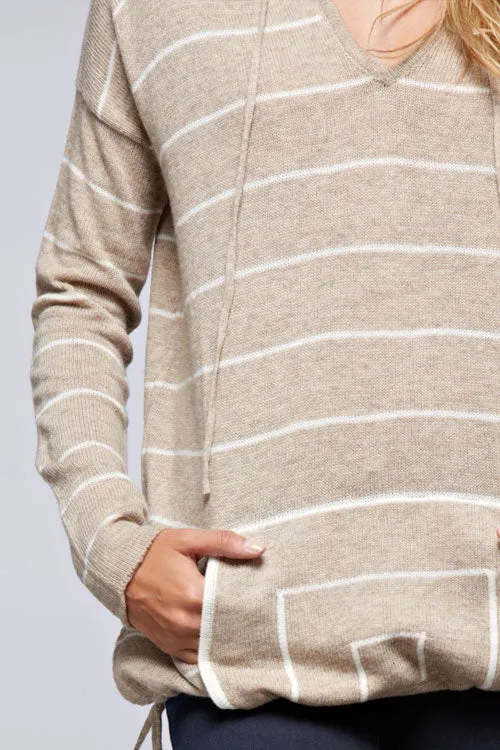 Striped Kangaroo Pocket Hoodie Sweater