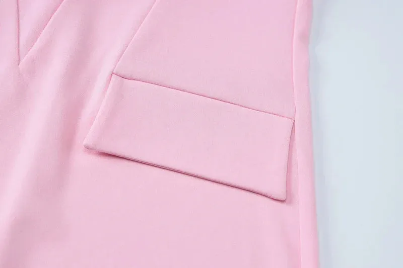 Tailored Pink Strapless Mini Dress