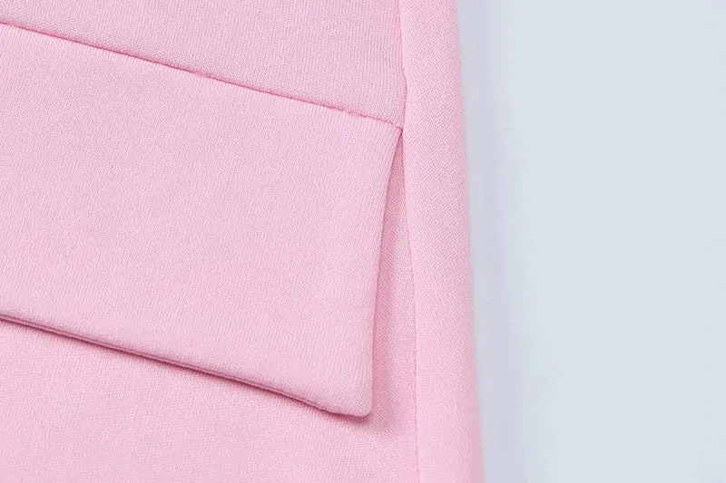 Tailored Pink Strapless Mini Dress
