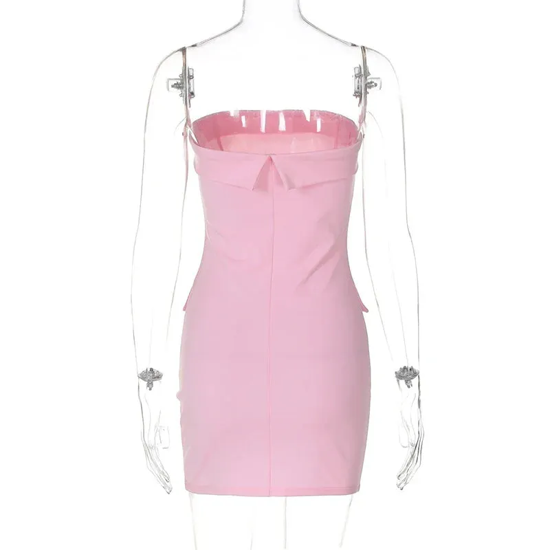 Tailored Pink Strapless Mini Dress