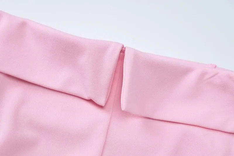 Tailored Pink Strapless Mini Dress