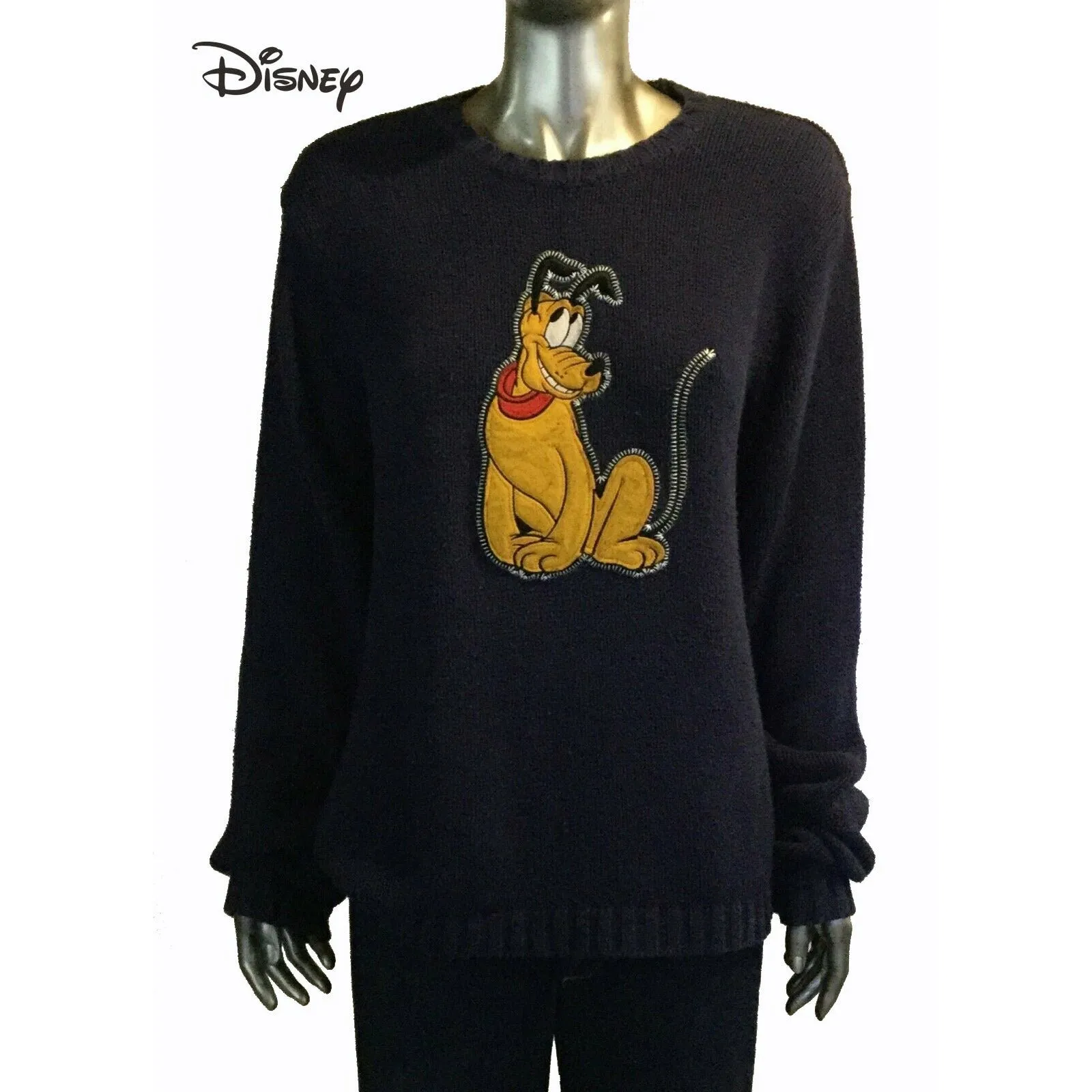 The Disney Store Crewneck Sweater, M, Blue Vtg 90s Pluto