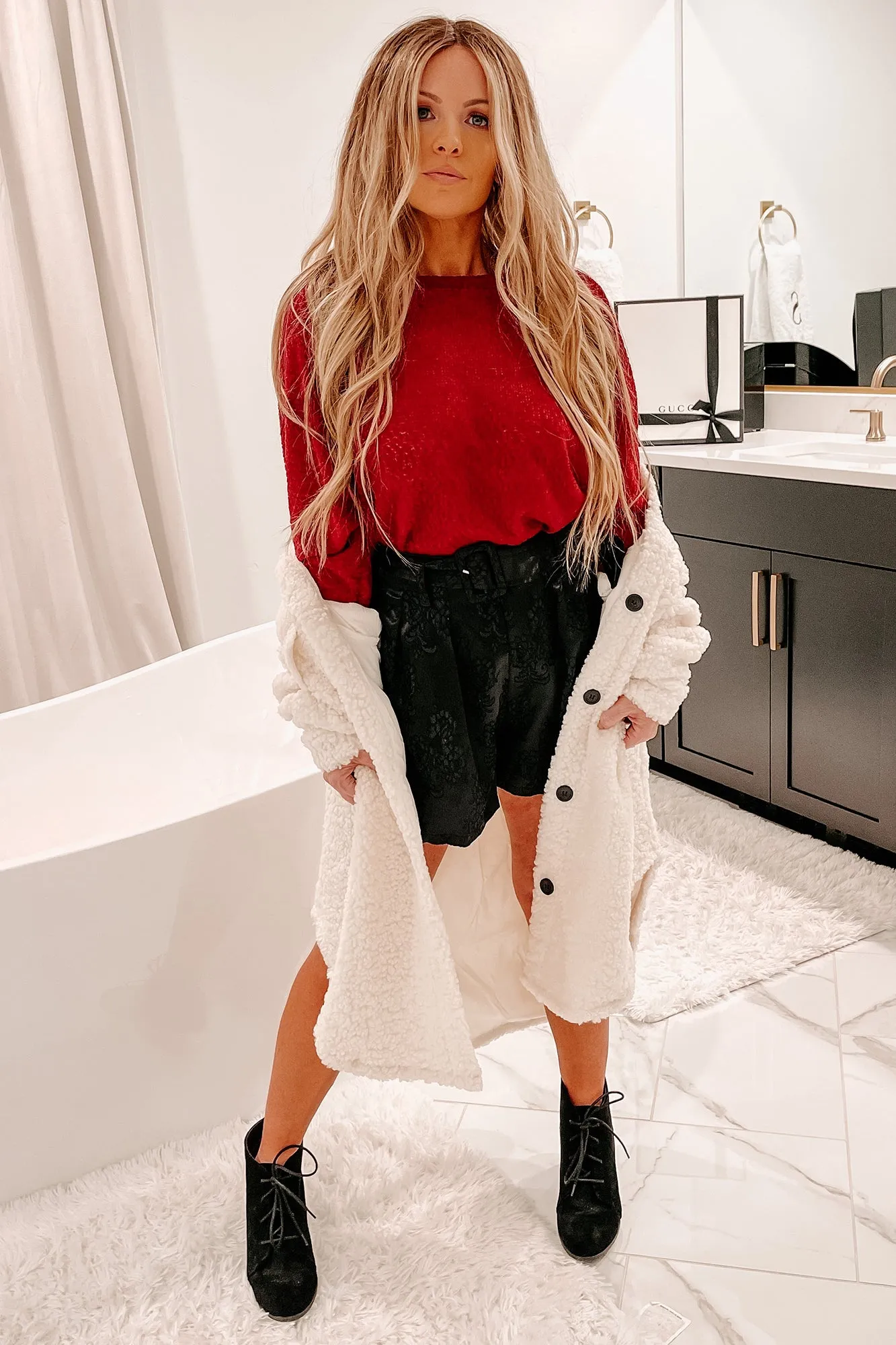 Truly Trendy Oversized Sherpa Jacket (Ivory)