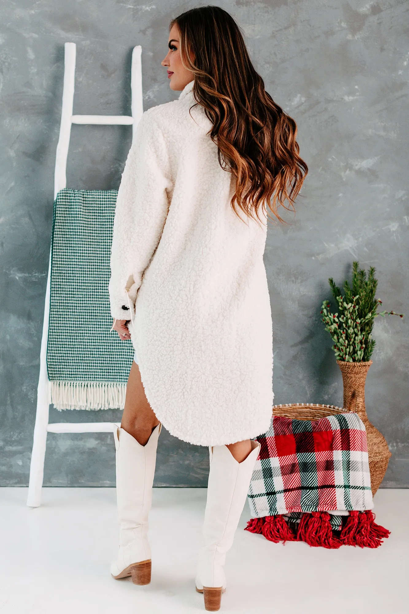Truly Trendy Oversized Sherpa Jacket (Ivory)