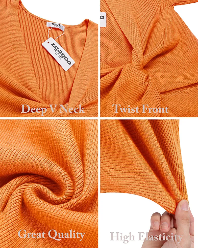 Twist Front Knitted Bodycon Dress - Zeagoo (Us Only)