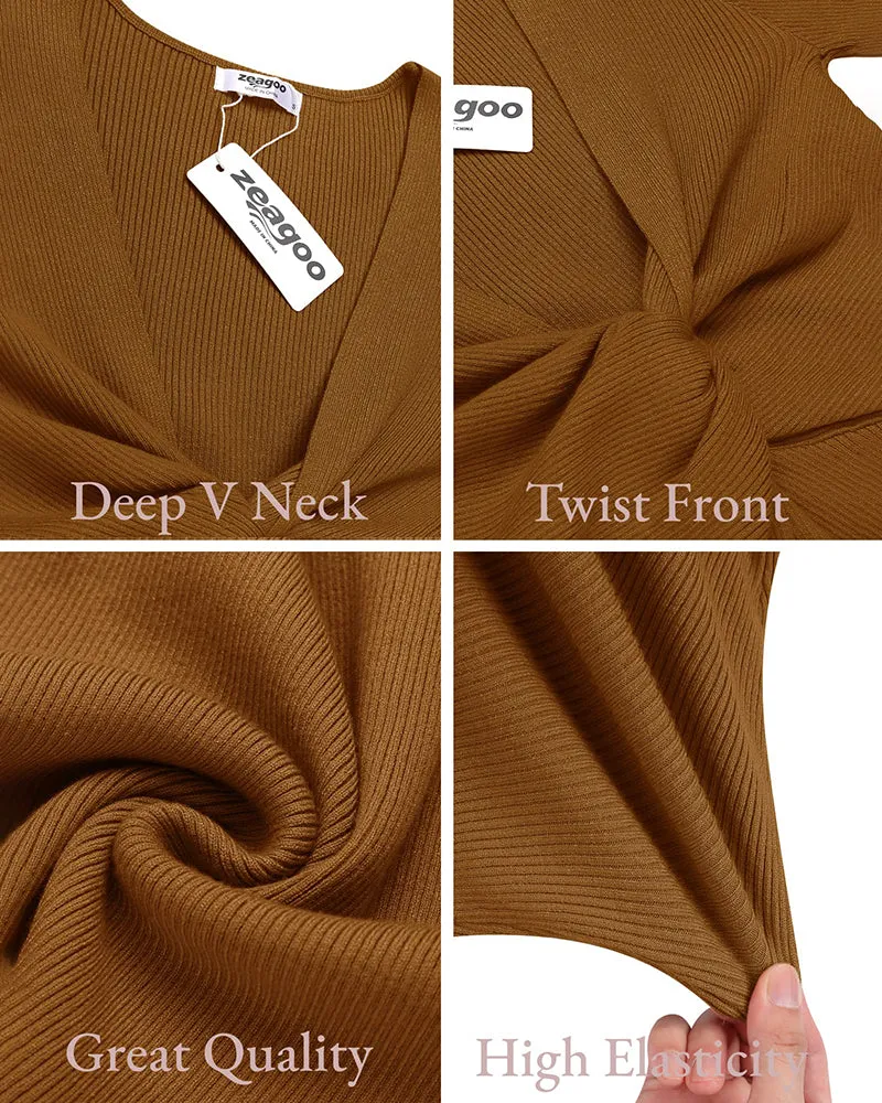Twist Front Knitted Bodycon Dress - Zeagoo (Us Only)
