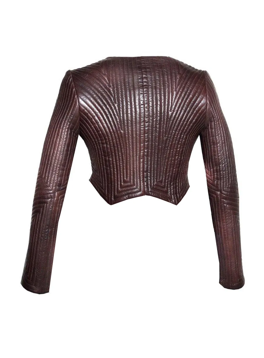 VannaModa Designer Multi Quilted Leather Cropped Jacket with Washed Vintage Look