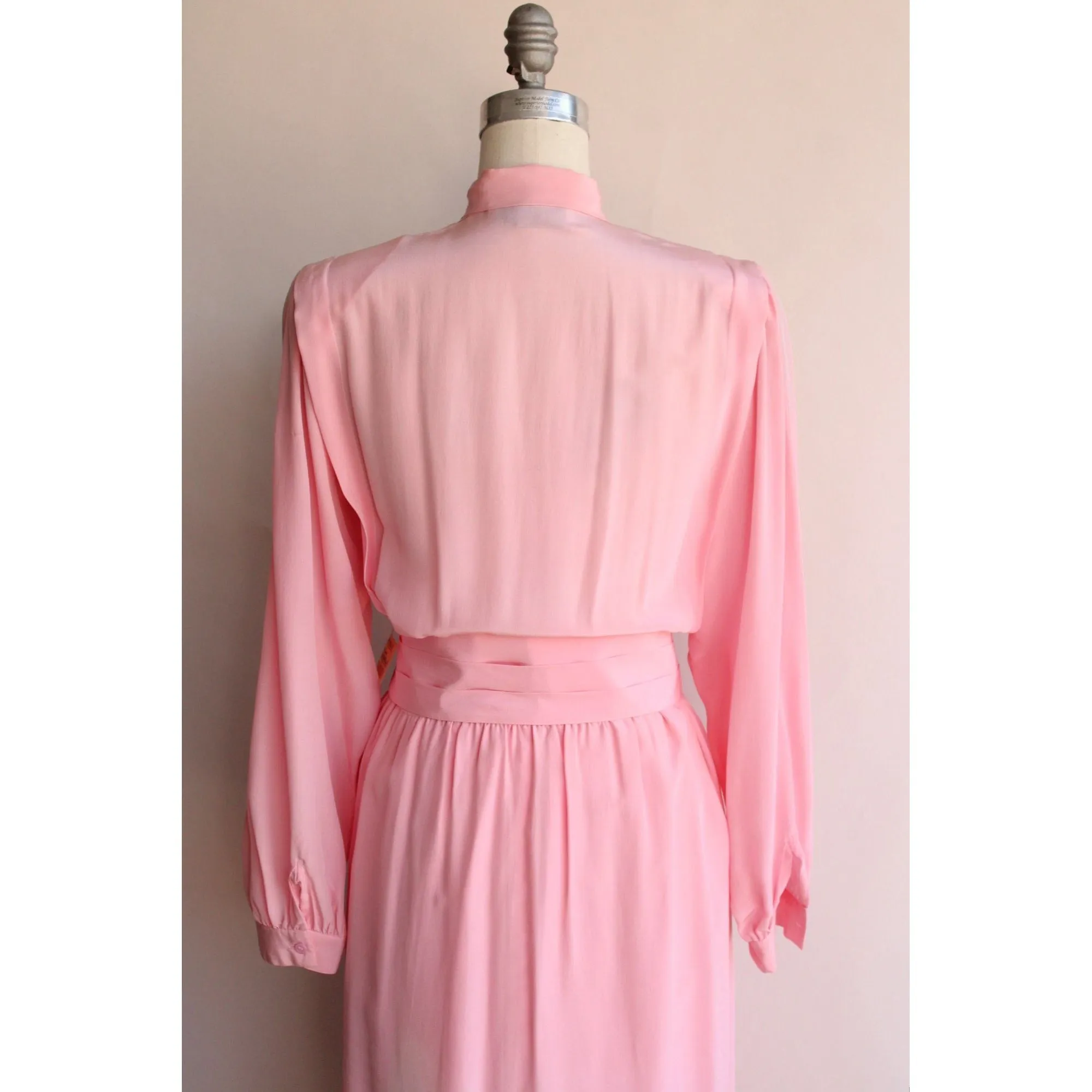 Vintage 1980s NWT Pink Rayon Secretary Dress with Pockets