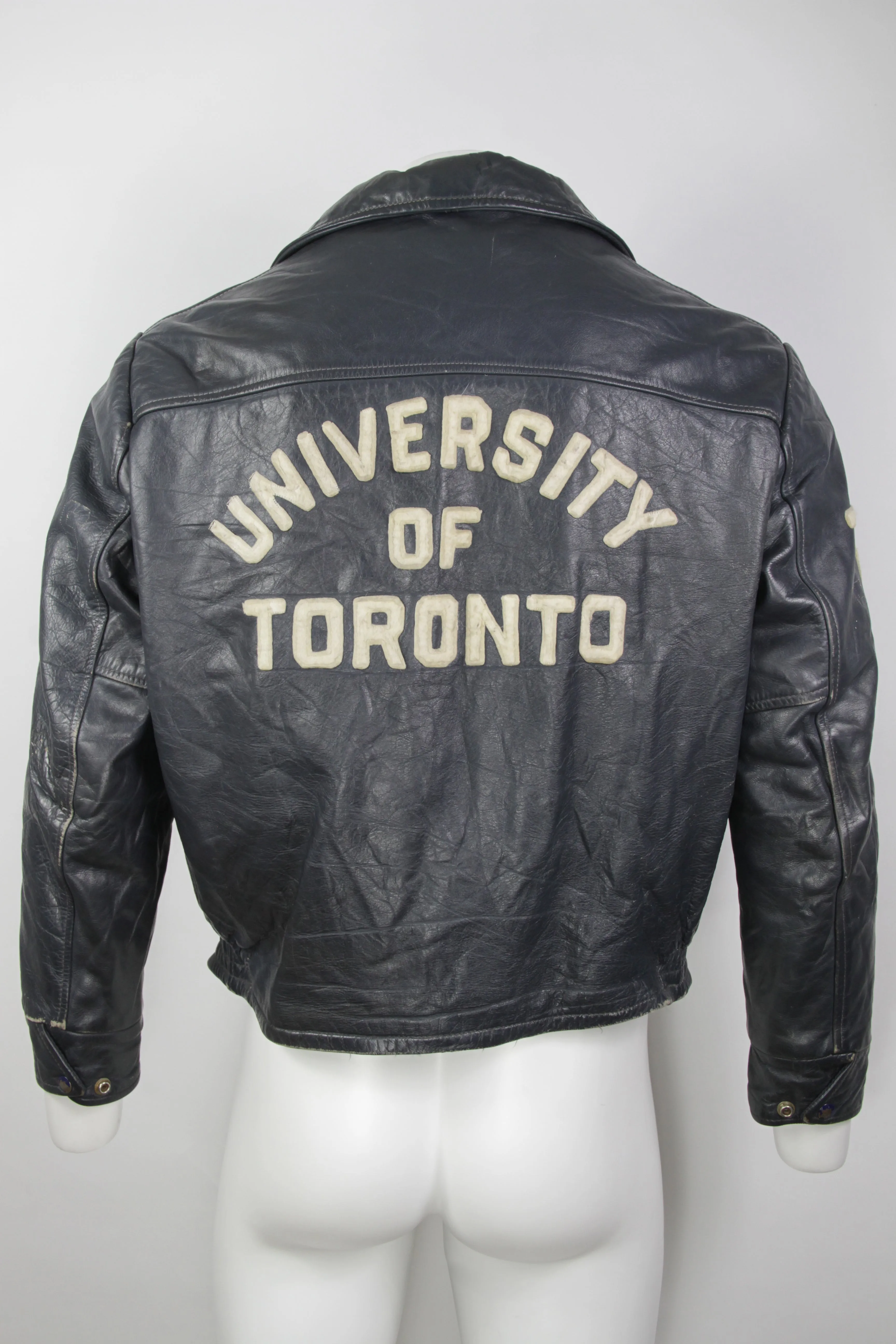 Vintage 70s University of Toronto Leather  Varsity Jacket - L