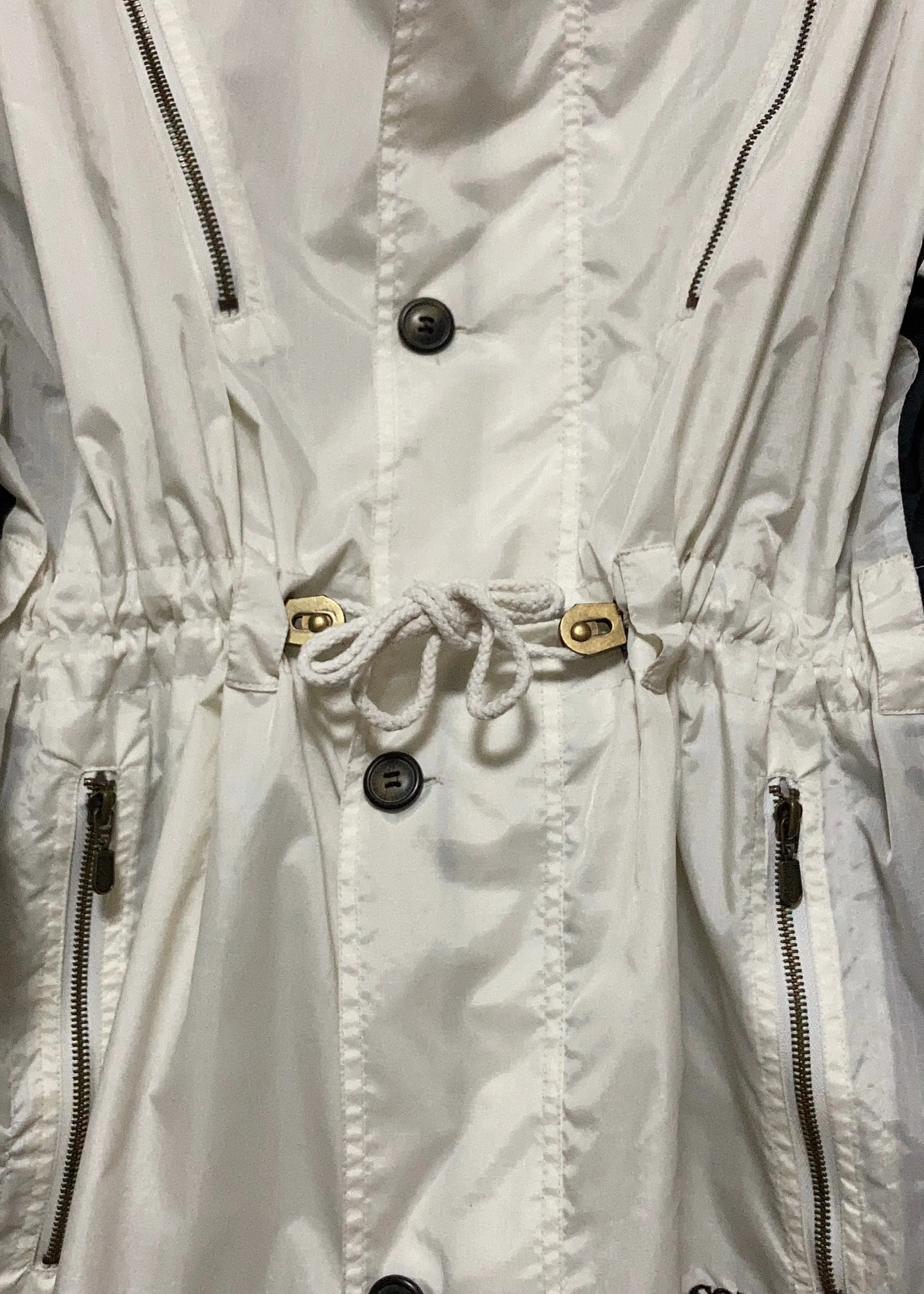 white nylon long coat