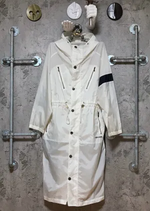 white nylon long coat